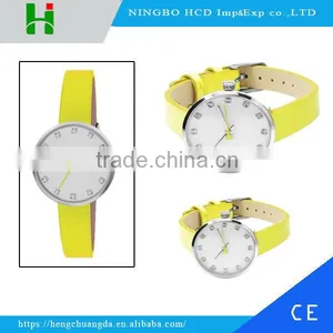 New Fashion Design Stainless Steel Case Real Leather Strap Wristwatch for Women thumbnail-1