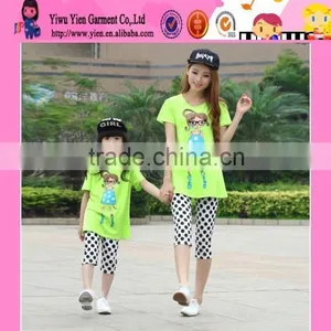 2015 Wholesale Strip Cotton Parents Children Clothes Factory Price Hot Summer Family Clothing Set thumbnail-3