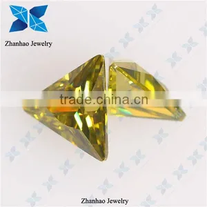 Loose Synthetic Triangle Peridot Cubic Zirconia Stones thumbnail-1
