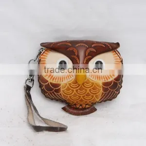Handmade Leather Large Owl Coin Purse thumbnail-2