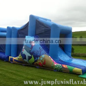 Cheap Children Obstacle Course Ocean Themed Inflatable Assault Obstacle Tunnel Course thumbnail-1