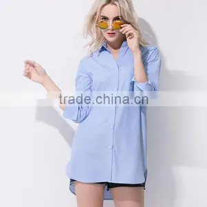 Pretty Steps 2016 Fashion Ladies Blue Long Sleeve Shirt Blouse Latest Autumn Tops Design For Woman thumbnail-1