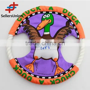 No.1 Yiwu Exporting Commission Agent Wanted Cartoon Flying Disc Shaped Canvas Pet Toy For Cat thumbnail-1