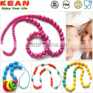 100% BPA Free Silicone Soft Baby Chewable Necklace for Baby Teething thumbnail-4