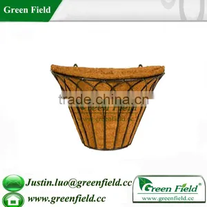 Green Field Half Round Wire Wall Baskets With Coco Liners thumbnail-1