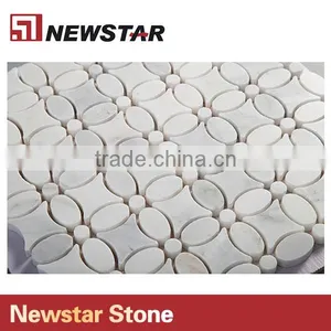 Newstar Hot Saling Italian White Carrrara Marble Flower Shape Mosaic thumbnail-6