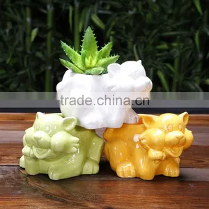 Uqniue Decor Small Animal Ceramic Cat Garden Planter thumbnail-1