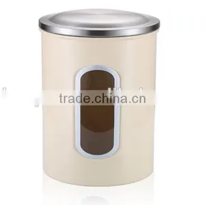 Cream-coloured Stainless Steel Kitchen Canister Set thumbnail-3