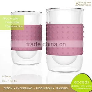 Hand Made Double Wall Pyrex Glass Water Cup With Handle thumbnail-3