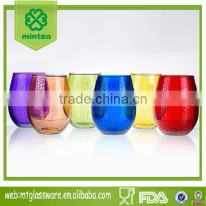 Colorful Textured Stemless Wine Glass Tumbler Water Drinking Cup thumbnail-1