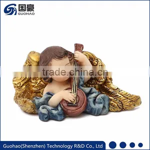 Wholesale Miniature Angel With Golden Wing Angel Figurines thumbnail-1