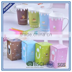 Innovation High Quality Oem Ceramic Ice Cream Coffee Mug With Handle and Straw thumbnail-1