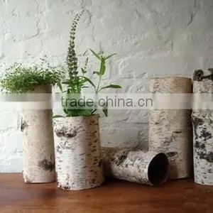 Birch Bark Cylindrical Flower Pot for Wedding Supplies thumbnail-2