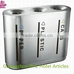 Stainless Steel Triple Garbage Bin Big Capacity Recyle Bin for Street thumbnail-1