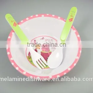 Melamine Kids Cake Dinnerware Set / Children Cake Tableware Spoon Fork and Bowl Set thumbnail-4