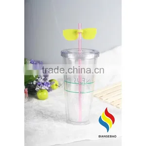 With Figurines Straw Clear Double Wall Plastic Acrylic Tumbler thumbnail-3