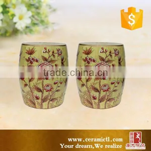 Yellow Color Birds and Flower Ceramic Outdoor Side Table Stool thumbnail-5