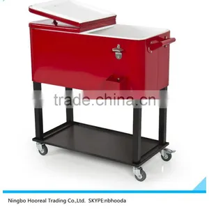 Patio Deck Cooler Rolling Outdoor 65 Quart Solid Steel Construction Home Party thumbnail-1