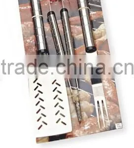3pcs Hollow Handle Barbecue Tools Set With Tied Card Package Factory in Yangjiang thumbnail-1