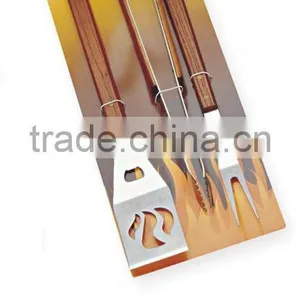 3Pcs Barbecue Tools Set For BBQ Tong BBQ Fork BBQ Spatula In Single Side Blister Card thumbnail-1