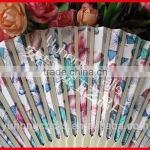 Promotional Cotton Cloth Hand Fan With Butterfly thumbnail-3