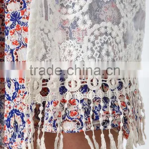Spring Embroidered Fringe Lace Kimono Short Sleeve Small Women Coat thumbnail-5