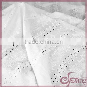 Elegant White Cut Work Cotton Lace Fabric,cotton Embroidery Fabric for Dress thumbnail-2