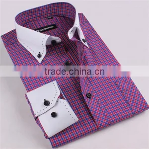 Slim Fit Shirt for Man Contrast Button Down Collar Checks Shirts Men thumbnail-1