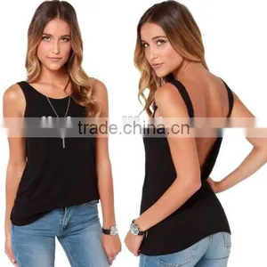 Fashion Women Summer Backless Vest Blouse Casual Sleeveless Tank Top T-Shirt thumbnail-5