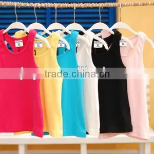 Multi Color Children's Singlet Rib Cotton Blank Vest Tank Tops thumbnail-2
