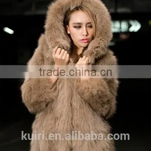 2016 New Fashion Faux Fox Fur Coat Women Winter Medium Long Short Luxury Fake Fur Coats Female Hooded Jacket Overcoat Mink Coat thumbnail-1