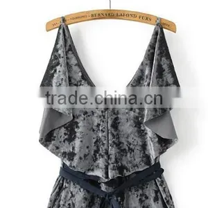 Runwaylover EY2382B Sexy Deep V-Neck 2017 Ladies Falbala Crop Tops thumbnail-4