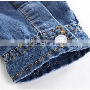 Latest Design Washed Denim Fabric Double Pockets Embroidery Boys Shirt thumbnail-3