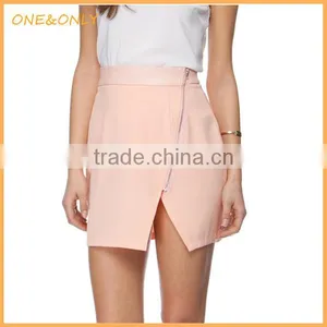Asymmetric Zip Front Wrap Skirt thumbnail-1
