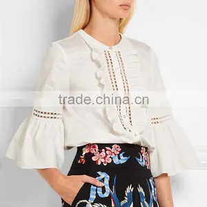 Wholesale Adult Milk White Raglan Shirt With Ruffle Sleeve thumbnail-1
