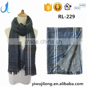 Jilong Double Face Plaid Scarf Classic Blue Fashion Men Scarf thumbnail-1