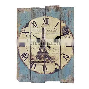Blue Rectangle Shaped Wooden Clock Large Wall Clock thumbnail-1