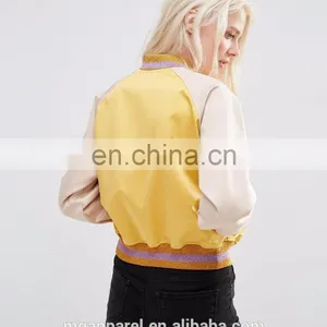 Most Popular Wholesale Nylon Blank Bomber Jackets With Metallic Trim thumbnail-3