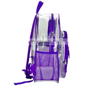 Clear Transparent Color Trim Kids PVC School Book Bag thumbnail-4