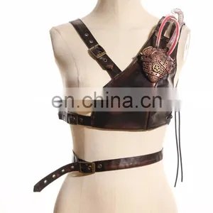 Steampunk Heart Chest Harness Made of Faux PU Leather thumbnail-1