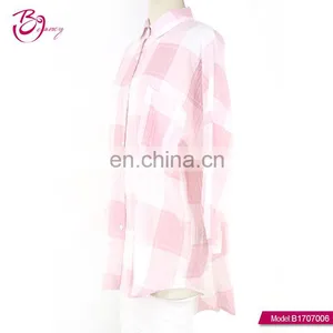 2017 New High Fashion One Piece Pink Free Size Checked Blouse for Girls thumbnail-3