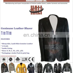 OEM Black Leather Leather Dress Blazer | Black Blazer Leather Jacket for Men 100% Pure Lambskin thumbnail-1