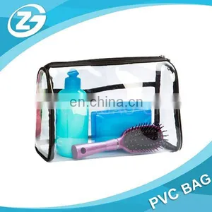Waterproof Traspaent Logo Printed Polyester PVC Black Cosmetic Bag thumbnail-2