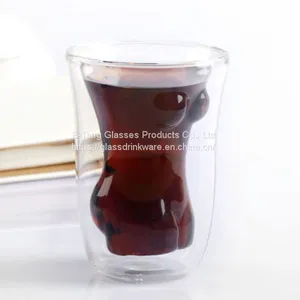 Custom 5Oz Sexy Lady Double Wall Borosilicate Glass Mug Whisky Beer Wine Cup thumbnail-1