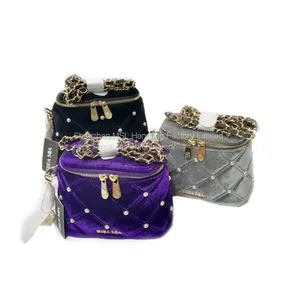 Low MOQ Fashion Designer Quilt Bag Soft Velvet Pear Studs Top Zipper Hot Sell Chain Shoulder Crossbody for Women 2020 Handbag thumbnail-4