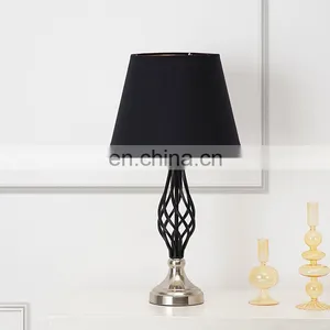 Accept Own Custom Hotel Home Living Room Decoration Silver-plated Base Black Metal Table Lamp thumbnail-1