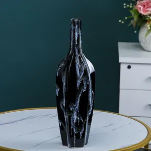 Fambe Light Luxury Carambola Black Grey Texture Large Ceramic Vase For Living Room Hotel thumbnail-3