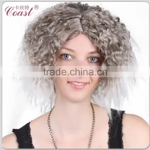 Gray Ombre Short Curly Wigs for White Women thumbnail-1