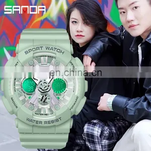 SANDA 6033 Men's LED Quartz Watches Military Fashion Sports Analog Alarm Watch Waterproof thumbnail-4