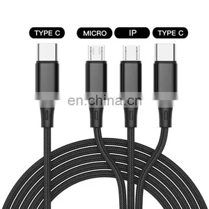Wholesale 3 in 1 Usb Charger Cable Multiple Micro Usb Cable Type-c USB Charging Data Cable thumbnail-2